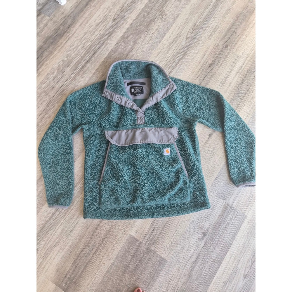 Carhartt Women's Relaxed Fit Sherpa Fleece Pullover Teal Size S OJ4991-W